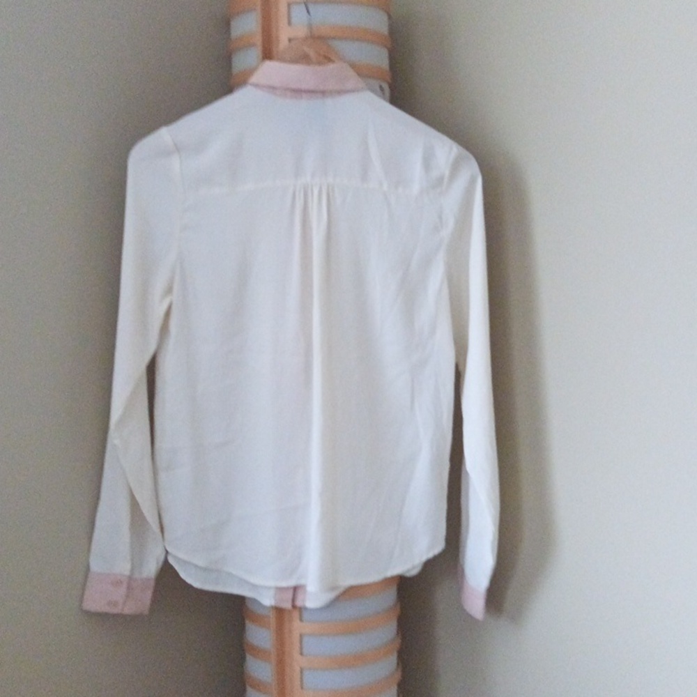 🪇2for$15 Ptp 17" H&M Cream and Pink Casual Button Down Shirt - Picture 2 of 10